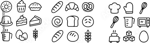 Baking and Pastry Icons Set.