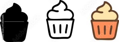 Cupcake icon set vector illustration.