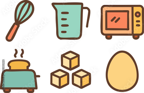 Kitchen Utensils and Food Ingredients Collection.