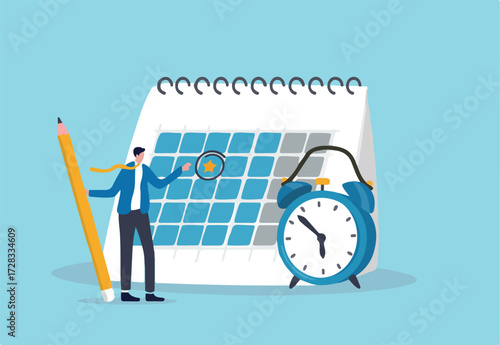 Calendar date event, reminder for meeting schedule or appointment, work deadline mark or weekly plan, important business date concept, businessman circle mark on important date event on calendar