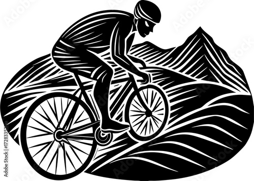 Cyclist Climbing Hill Silhouette, Sports and Fitness SVG, PNG