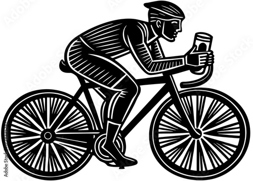 Cyclist with Water Bottle Silhouette, Sports and Fitness SVG, PNG