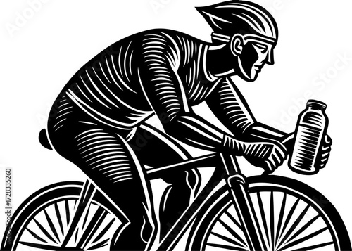 Cyclist with Water Bottle Silhouette, Sports and Fitness SVG, PNG