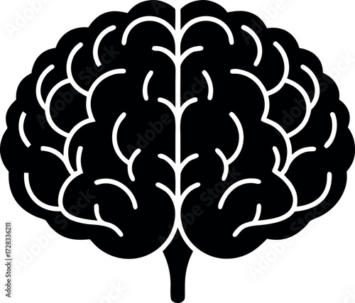 Human brain vector graphic, Anatomy silhouette clip art, Mental health science icon