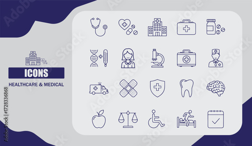  Flat Healthcare and Medical Icon Set for Hospitals, Clinics, and Digital Applications