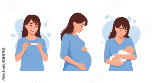 A woman's journey from pregnancy test to holding her newborn baby.