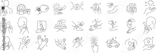 Medical Injury Stroke Icon Collections. Containing Bandage, Cast, Crutch, First Aid and More Icons.