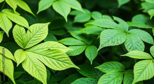 Closeup Lush Green Leaves.