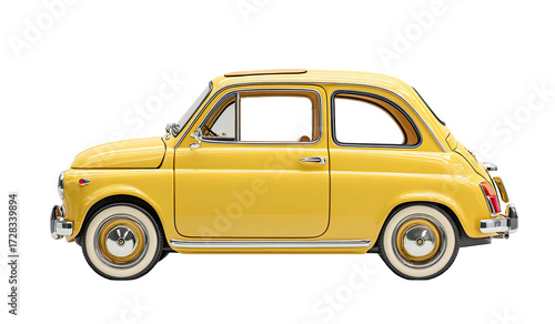Yellow vintage car side profile