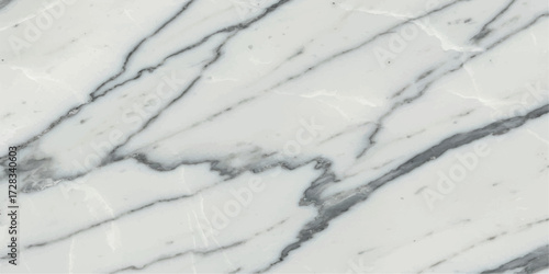 Natural Polished White Marble Surface with Intricate Gray and Green Veins