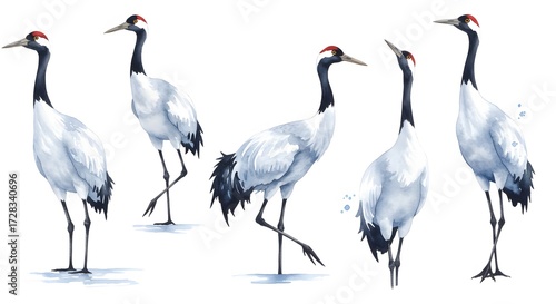 Watercolor cranes