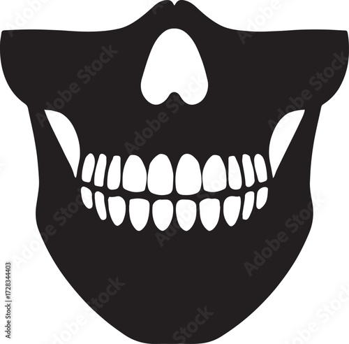 Medical face with teeth diagram silhouette icon, healthcare and anatomy design for dental and clinical education.