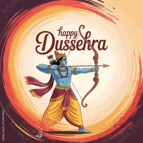 Happy Dussehra, Shree Ram, with bow and arrow kills Raven.