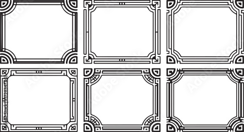 Vector art of collection of six decorative art deco border frames