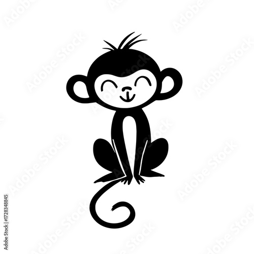 Macaque. Macaque simple black and white line art vector logo
