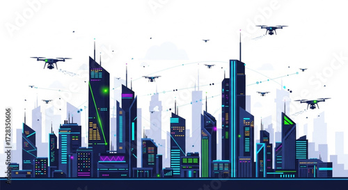 futuristic smart city with advanced technology and innovation