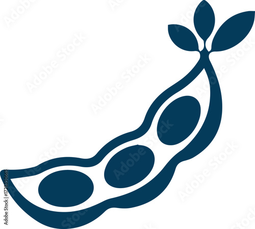 Vector art of simple illustration of a soybean pod with leaves