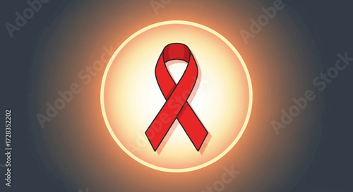 Illustration Graphic Vector with Red Ribbon Symbol in Circle Shape for Awareness Campaign Design
