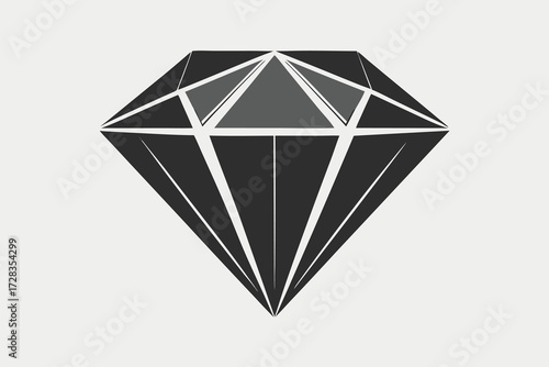 Simple Black Diamond Illustration on White Background for Design and Decoration