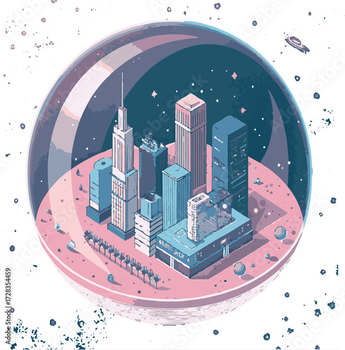 City skyline at night vector illustration
