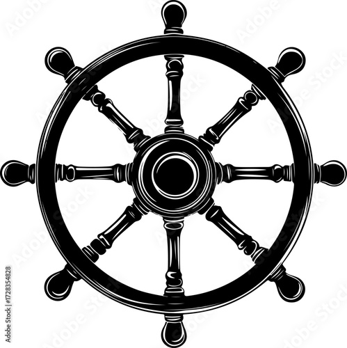 Ship Steering Wheel silhouette vector illustration