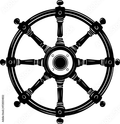 Ship Steering Wheel silhouette vector illustration