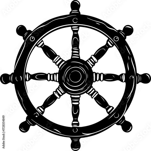 Ship Steering Wheel silhouette vector illustration