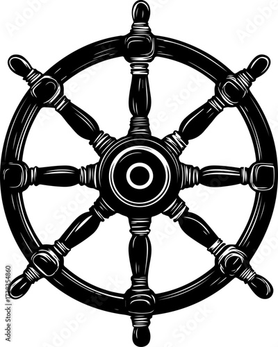 Ship Steering Wheel silhouette vector illustration