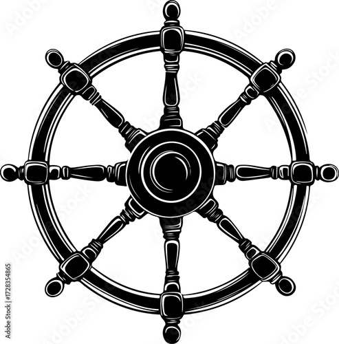 Ship Steering Wheel silhouette vector illustration