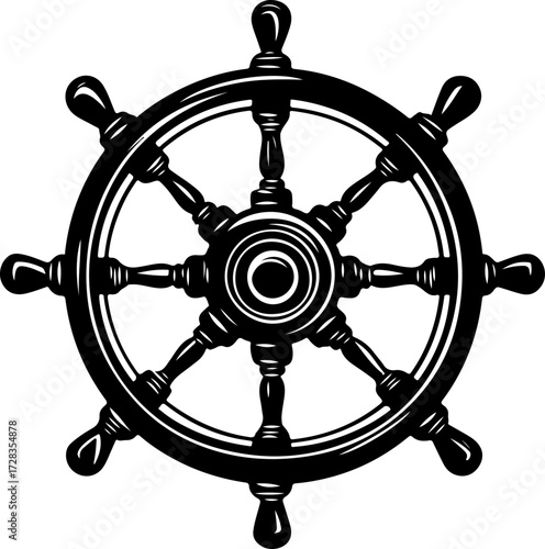 Ship Steering Wheel silhouette vector illustration