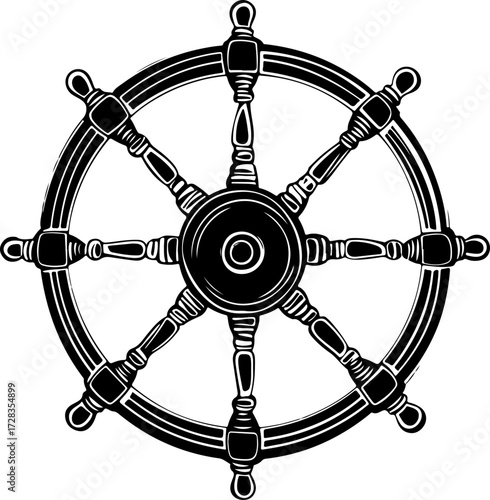 Ship Steering Wheel silhouette vector illustration