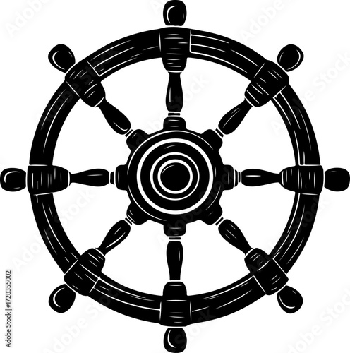 Ship Steering Wheel silhouette vector illustration