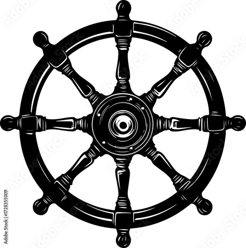 Ship Steering Wheel silhouette vector illustration