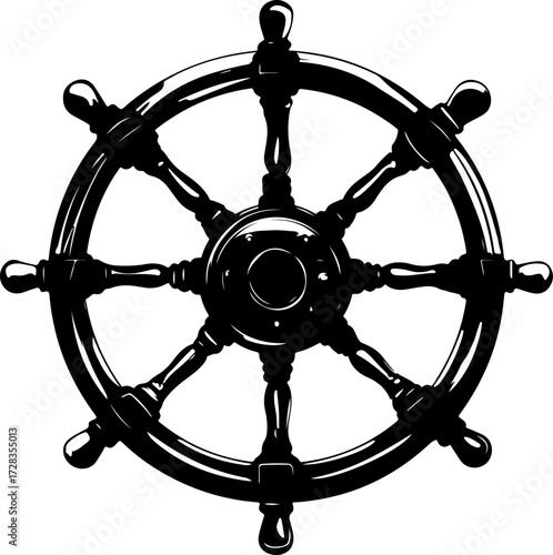 Ship Steering Wheel silhouette vector illustration