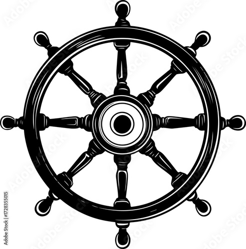 Ship Steering Wheel silhouette vector illustration