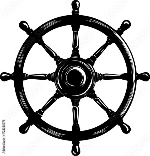 Ship Steering Wheel silhouette vector illustration