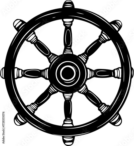 Ship Steering Wheel silhouette vector illustration
