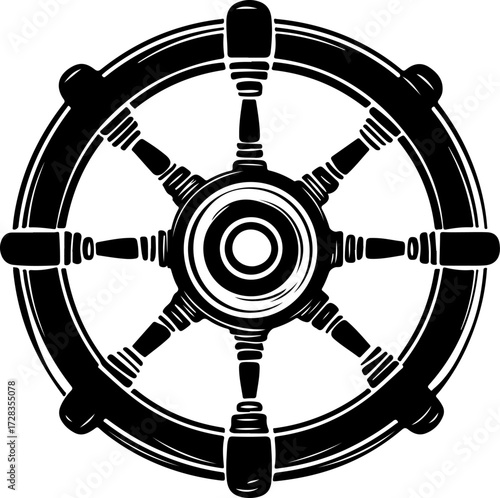 Ship Steering Wheel silhouette vector illustration