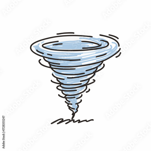 Simple Handdrawn Outline Tornado Weather Disaster Cyclone Twister Illustration