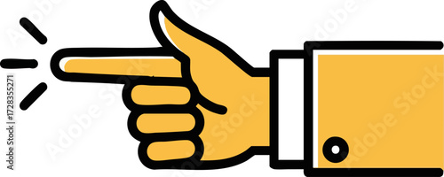 Cartoon Hand Pointing with Finger Gun Gesture in Business Suit