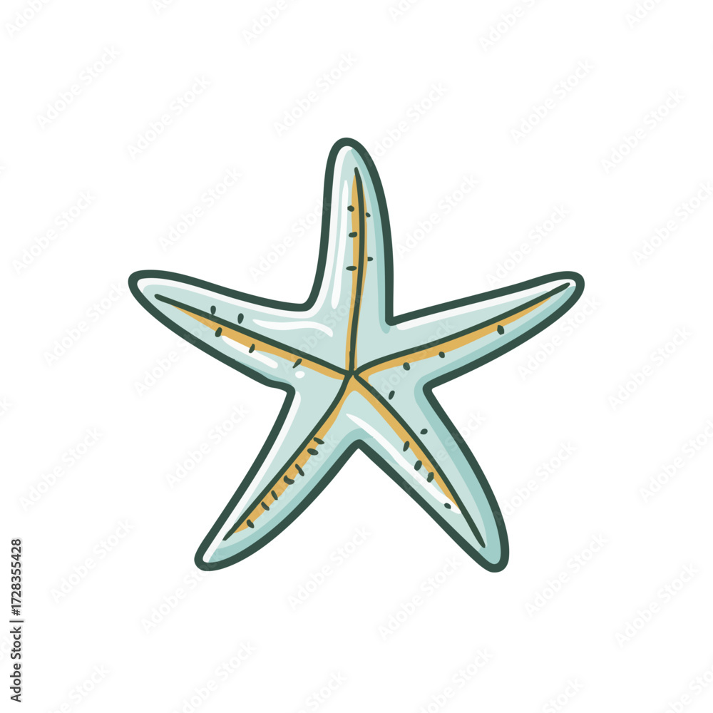 Fototapeta premium Cartoon Style Detailed Starfish Aquatic Creature Animal Ocean Life Illustration