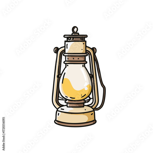Detailed Line Art Vintage Kerosene Lantern Equipment Energy Source Illustration