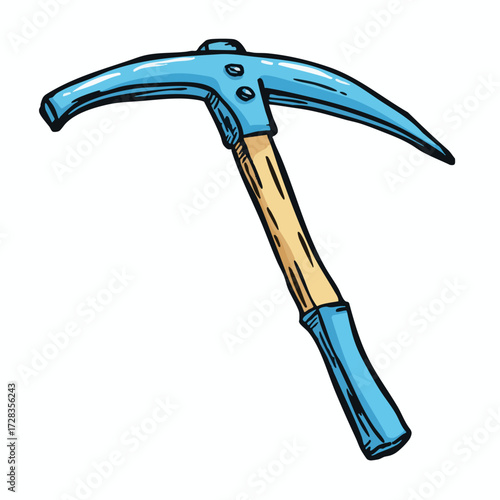 Cartoon Detailed Blue Pickaxe Tool Equipment Illustration Graphic Design