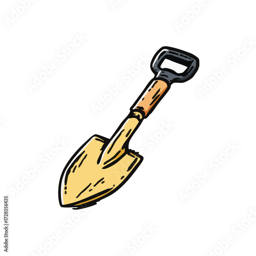 Hand Drawn Outline Gardening Tool Shovel Illustration Agriculture Equipment