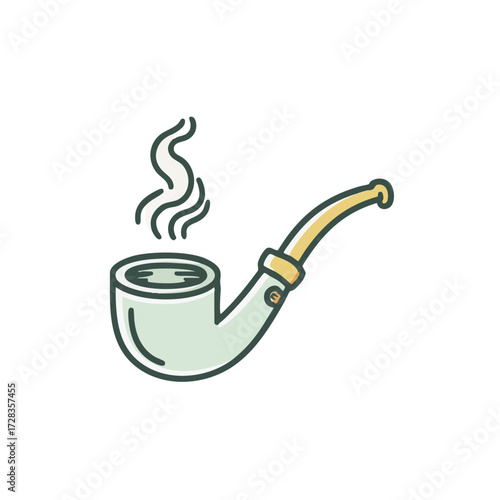 Line Art Smoking Pipe Tobacco Equipment Vintage Element Illustration