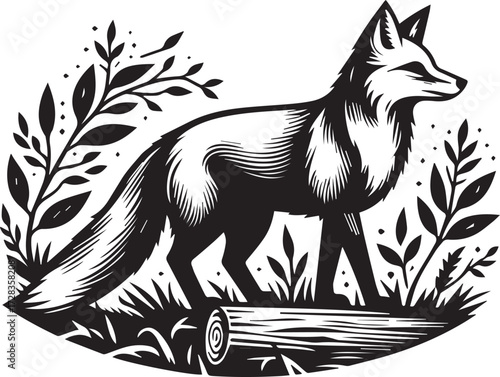 Fox in Black & White – Minimalist, Artistic, Wildlife Silhouette