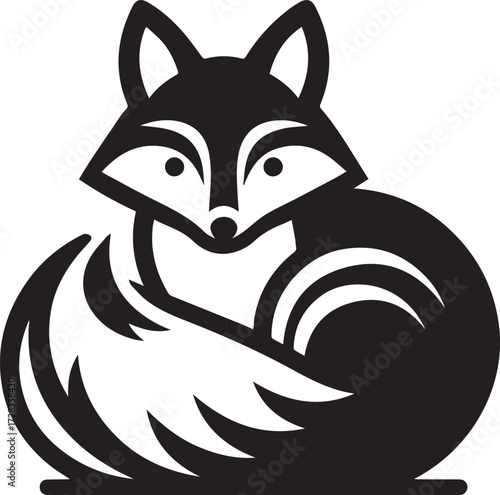 Fox in Black & White – Minimalist, Artistic, Wildlife Silhouette