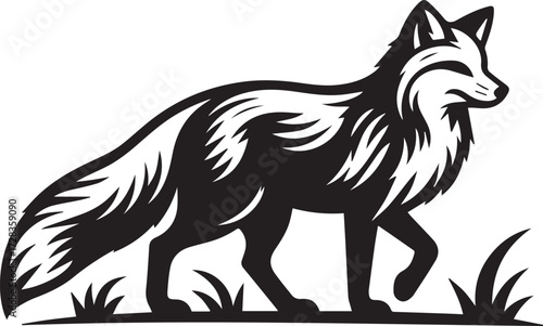 Fox in Black & White – Minimalist, Artistic, Wildlife Silhouette