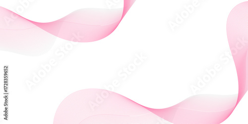 Flowing pink abstract waves with delicate gradient lines curve smoothly on a white background, creating a minimalist yet modern design with elegance, motion, and balance.