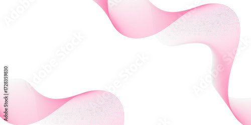 Flowing pink abstract waves with delicate gradient lines curve smoothly on a white background, creating a minimalist yet modern design with elegance, motion, and balance.